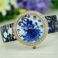 New arrival alloy band tiger and flower pattern girl latest hand watch